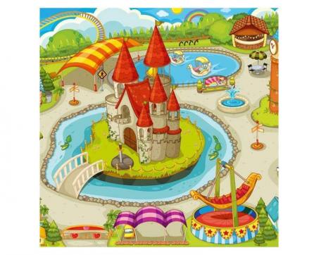 Obrazy na plátne Dimex - Rozprávkový hrad - kreslený 40 x 40 cm - ZĽAVA 60%