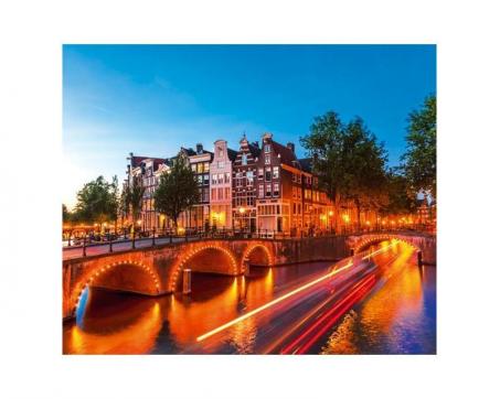 Obrazy na plátne Dimex - Amsterdam v noci 50 x 60 cm - ZĽAVA 60%