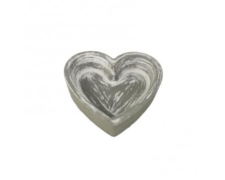 Drevený svietnik srdce 11 cm, šedý