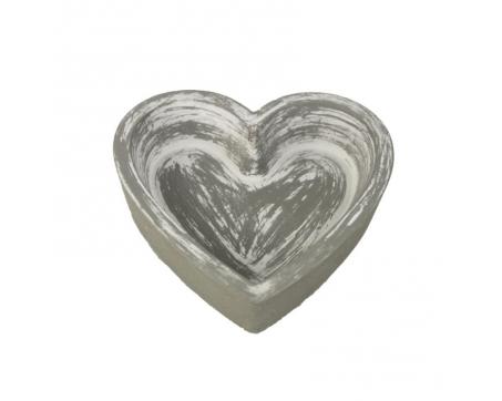 Drevený svietnik srdce 17 cm, šedý