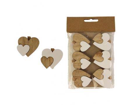 Dekorácie drevené srdce 6 ks, 4 cm