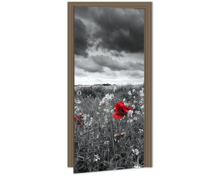 Fototapeta na dvere DL-012 Čiernobiela lúka 95 x 210 cm
