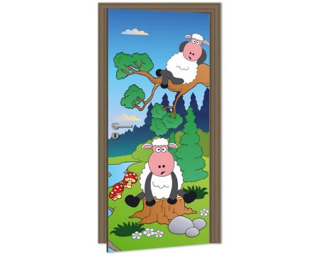 Fototapeta na dvere DL-030 Ovečky - kreslené 95 x 210 cm