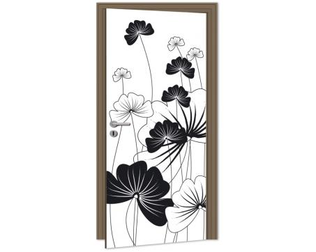 Fototapeta na dvere DL-039 Čiernobiele kvety 95 x 210 cm