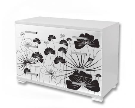 Nálepky na nábytok - Čiernobiele kvety, 85 x 125 cm