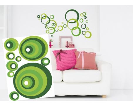 Dekoračné nálepky na stenu Kruhy zelené - 50 x 70 cm