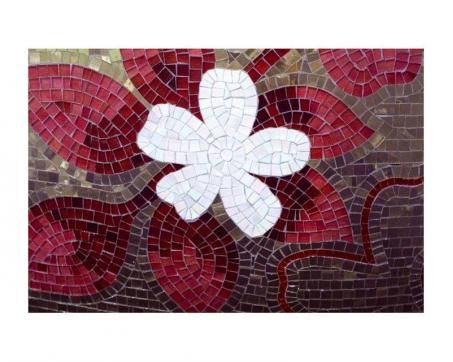 Fototapeta na podlahu FL-255-030 Mozaika s bielym kvetom 255 x 170 cm