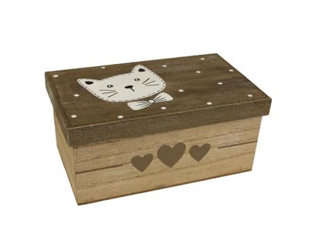 Drevený box - Mačka 14 x 23,2 cm