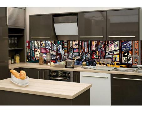 Fototapeta do kuchyne KI-260-040 Times Square - kreslený 60 x 260 cm