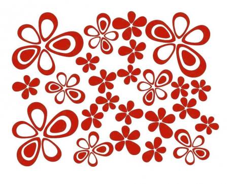 Jednofarebné nálepky na stenu - Kvety červené 47 x 60 cm