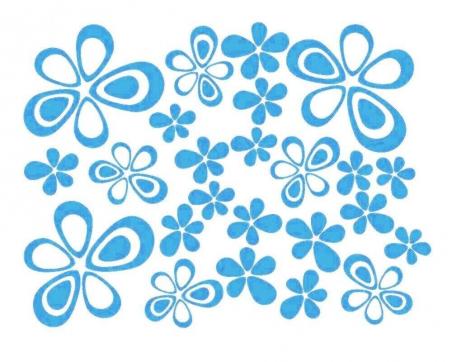 Jednofarebné nálepky na stenu - Kvety modré 47 x 60 cm