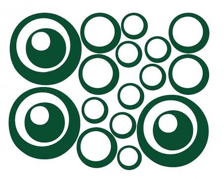 Jednofarebné nálepky na stenu - Kruhy zelené 35 x 45 cm