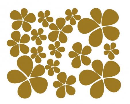 Jednofarebné nálepky na stenu - Kvety zlaté 35 x 45 cm