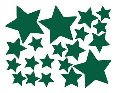 Jednofarebné nálepky na stenu - Hviezdičky zelené 35 x 45 cm