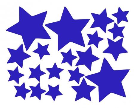 Jednofarebné nálepky na stenu - Hviezdičky modré 35 x 45 cm