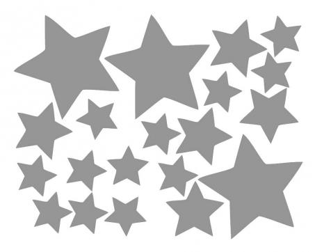Jednofarebné nálepky na stenu - Hviezdičky strieborné 35 x 45 cm