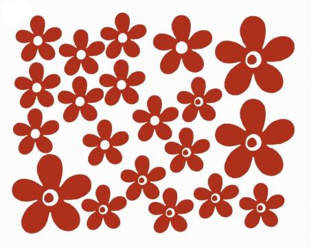 Jednofarebné nálepky na stenu - Kvety červené 35 x 45 cm