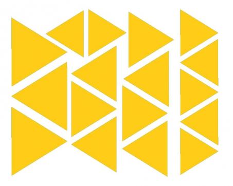 Jednofarebné nálepky na stenu - Trojuholníky žlté 35 x 45 cm