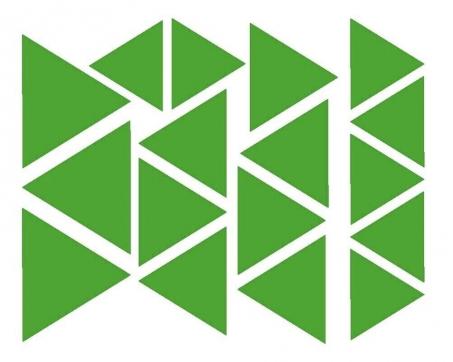 Jednofarebné nálepky na stenu - Trojuholníky zelené 35 x 45 cm