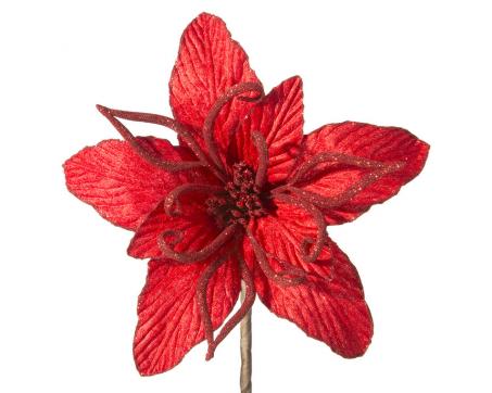 Dekoračný vianočný kvet - červený 29 cm