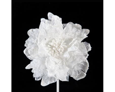 Dekoračný vianočný kvet - biely 14 cm