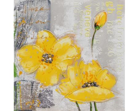 Maľované obrazy, Žlté kvety 60 x 60 cm