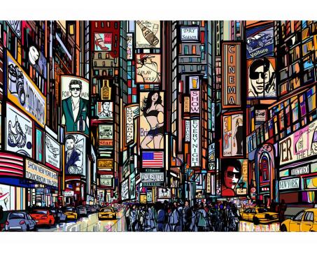 Fototapeta MS-5-0013 Times Square kreslený 375 x 250 cm