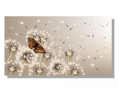 Obrazy na plátne Dimex - Púpavy s motýľom 90 x 50 cm