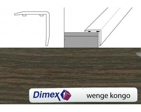 Prechodové lišty A36 šírka 2,5 x 2 cm, dĺžka 270 cm - wenge kongo