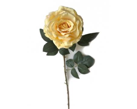 Dekoračný umelý kvet - Ruža žltá 80 cm