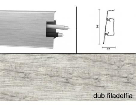 Plastové lišty soklové Mack - 60 x 20 mm, dub filadelfia