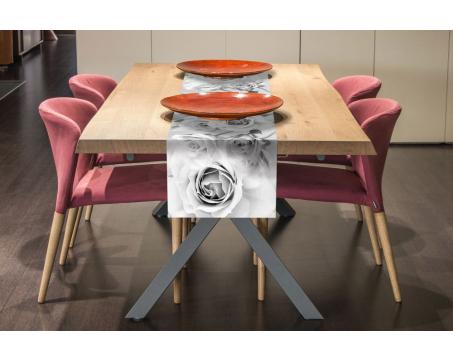Štóla na stôl - Ruže v šedom,  40 x 140 cm