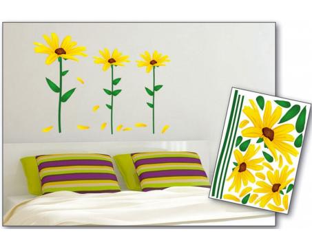 Dekoračné nálepky na stenu Žlté kvety - 50 x 70 cm 