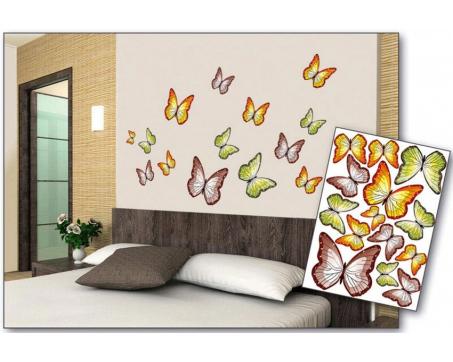 Dekoračné nálepky na stenu Farebné motýle - 50 x 70 cm