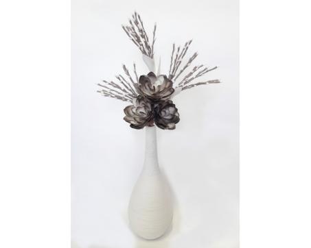 Dekoračný penový kvet - Flore 152 bielohnedý, 75 cm