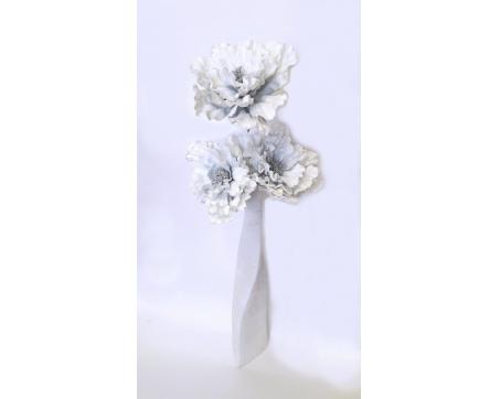 Dekoračný penový kvet - Flore 164 biely, šedý, 75 x 22 cm