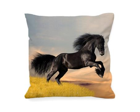 Vankúše - Čierny kôň 45 x 45 cm