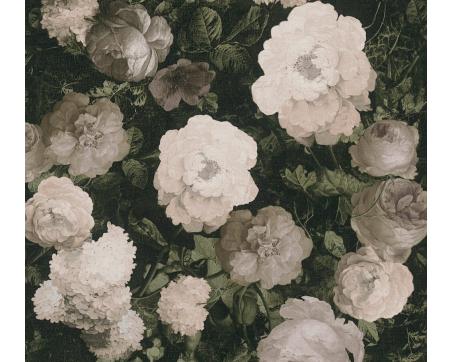 Tapeta s bielymi ružami v zelenom - 37650-3