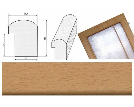Zasklievacia lišta na dvere - Buk rustikal  2,2 x 2,85 cm, dĺžka  275 cm / ks