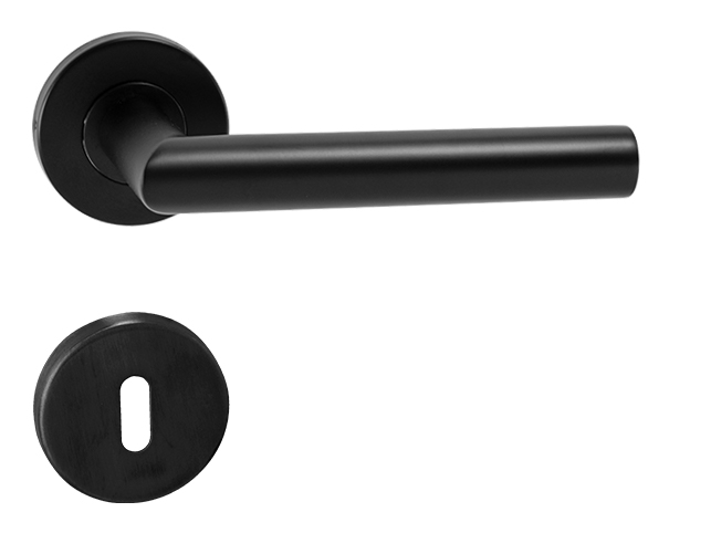 Dverové kľučky Favorit rozetové - čierna matná, rozeta s FAB otvorom PZ