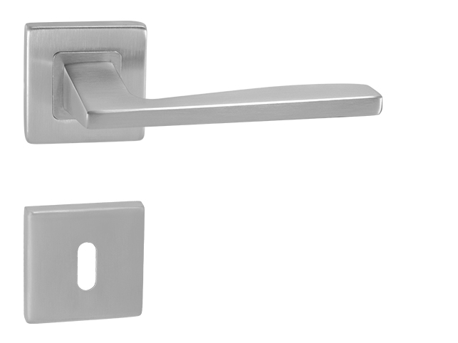 Dverové kľučky Moderna hranaté rozetové - nerez brúsený rozeta s WC otvorom