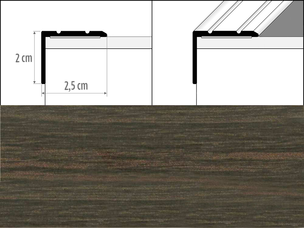 Prechodové lišty A36 šírka 2,5 x 2 cm, dĺžka 270 cm - wenge kongo