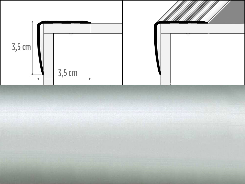 Prechodové lišty A41 šírka 3,5 x 3,5 cm, dĺžka 270 cm - strieborná