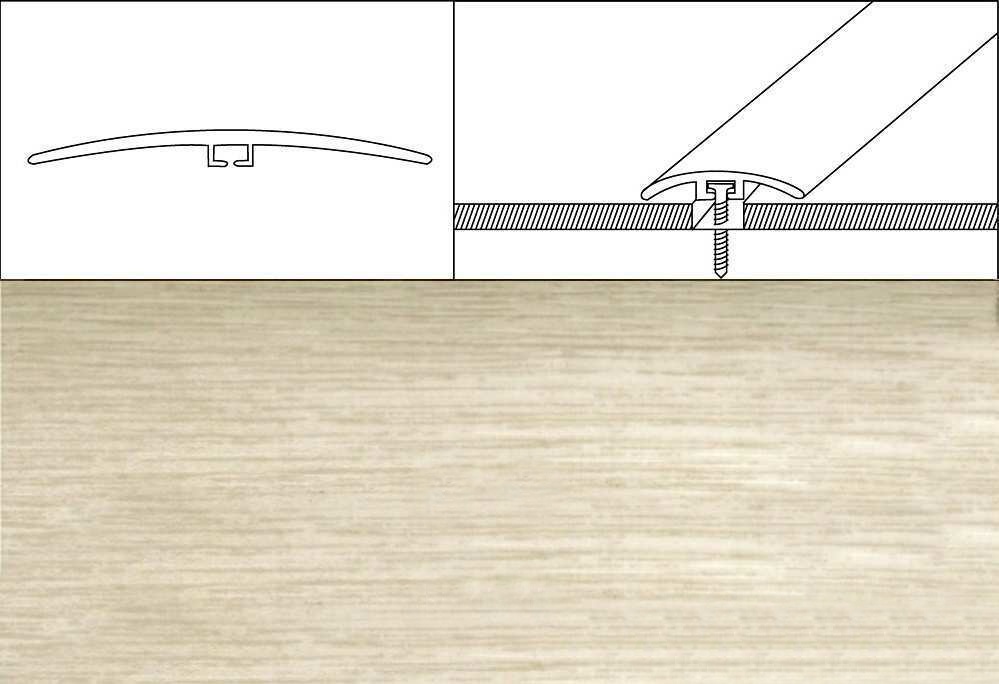 Prechodové lišty A64, šírka 4 cm x dĺžka 270 cm - dub bielený