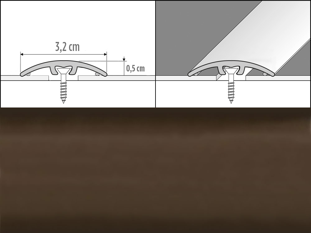 Prechodové lišty A66, šírka 3,2 cm x dĺžka 270 cm - bronz