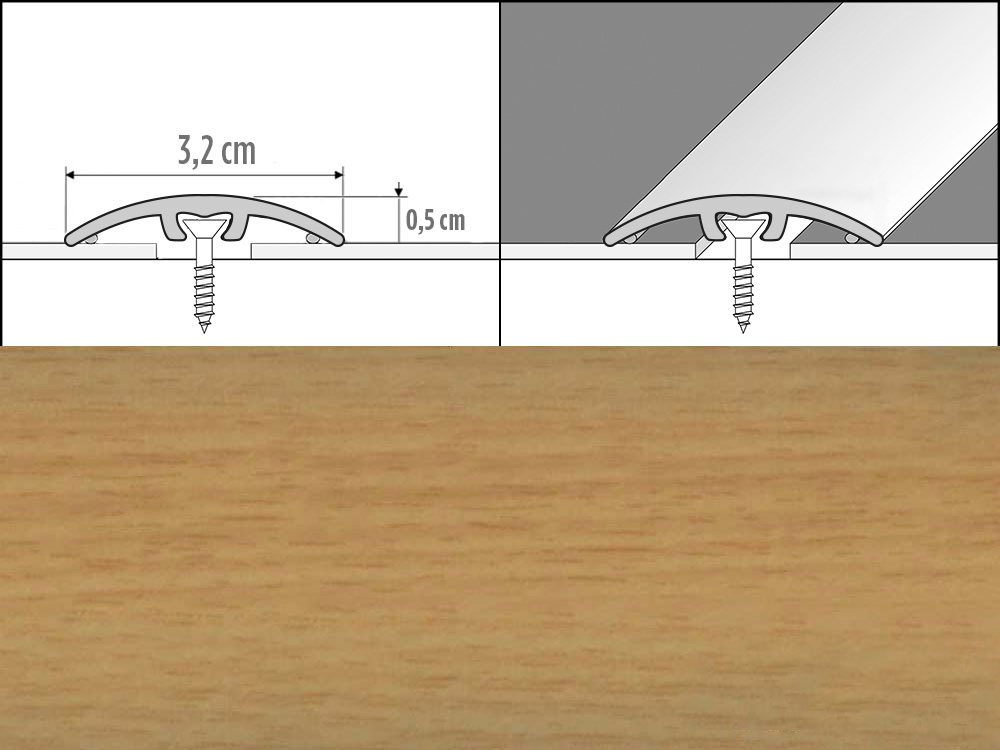 Prechodové lišty A66, šírka 3,2 cm x dĺžka 93 cm - buk jasný