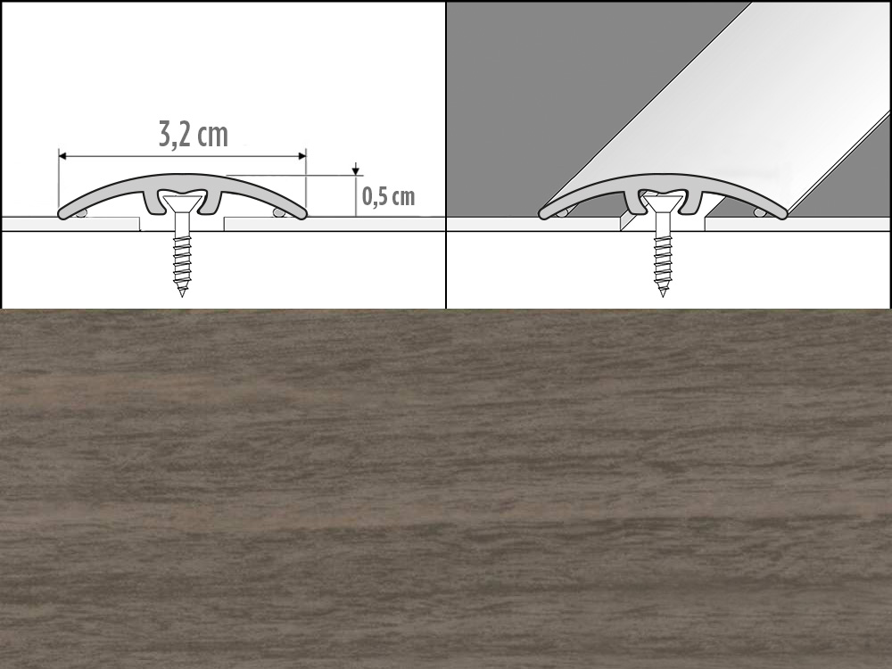 Prechodové lišty A66, šírka 3,2 cm x dĺžka 270 cm - dub verden