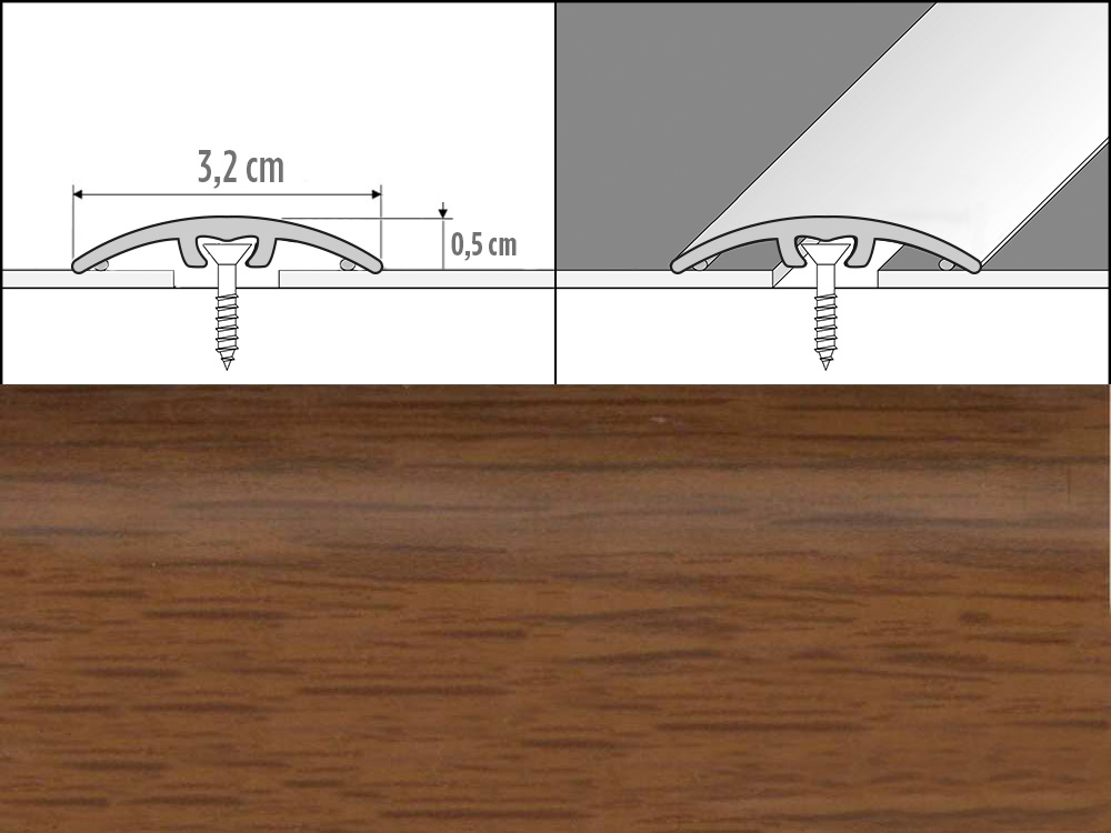 Prechodové lišty A66, šírka 3,2 cm x dĺžka 270 cm - frézia