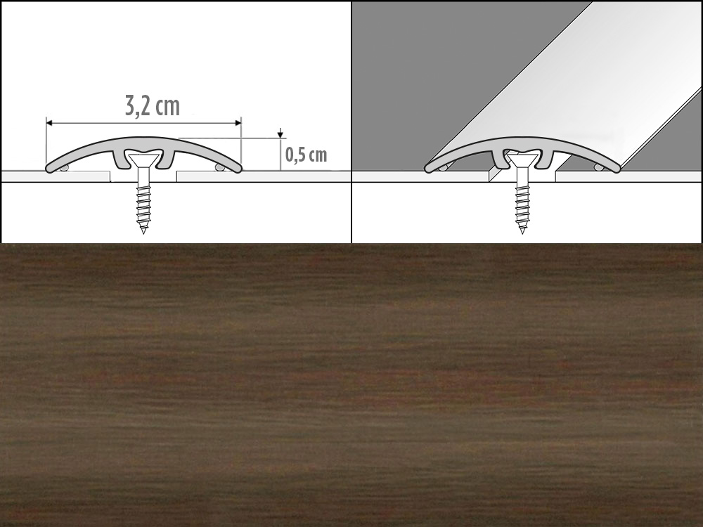 Prechodové lišty A66, šírka 3,2 cm x dĺžka 270 cm - gaštan japonský