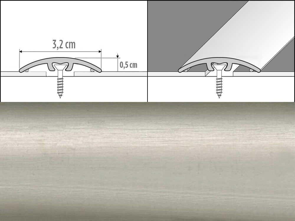 Prechodové lišty A66, šírka 3,2 cm x dĺžka 270 cm - inox